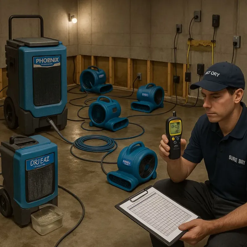 Structural Drying and Dehumidification process in Webster, TX